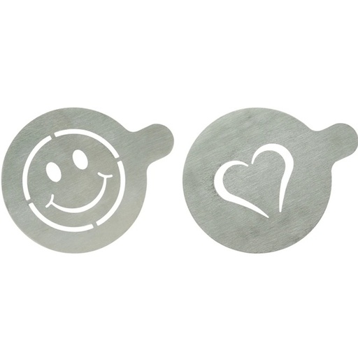 [41736] Kaffe stencils, Securit®, 2 motiver, Ø10x12,4 cm, rustfrit stål, (2 stk.)