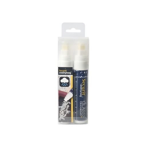 [41746] Vandfaste kridttuscher med blokspids: 7-15 mm skrivebredde, Securit®, flydende kridt, hvid, (2 stk.)