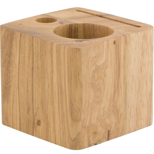 [41751] Regningholder i massivt træ, Securit® CUBE, 7x8x8 cm, teak, natur, (1 stk.)