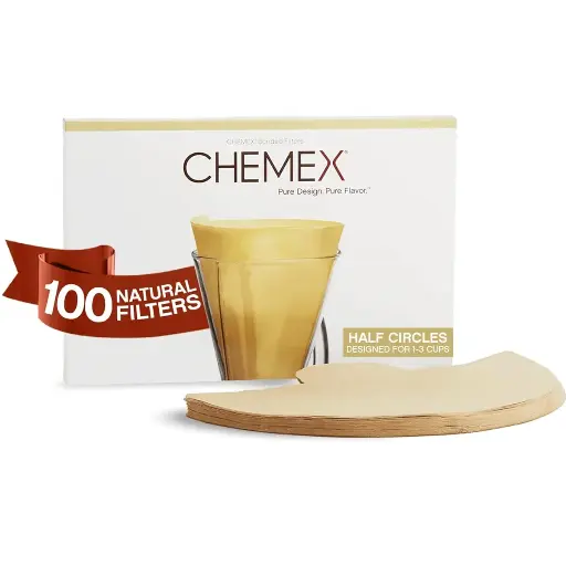 [42140] CHEMEX FP-2N kaffefiltre, brun, "half-moon", (1pk á 100 stk.)