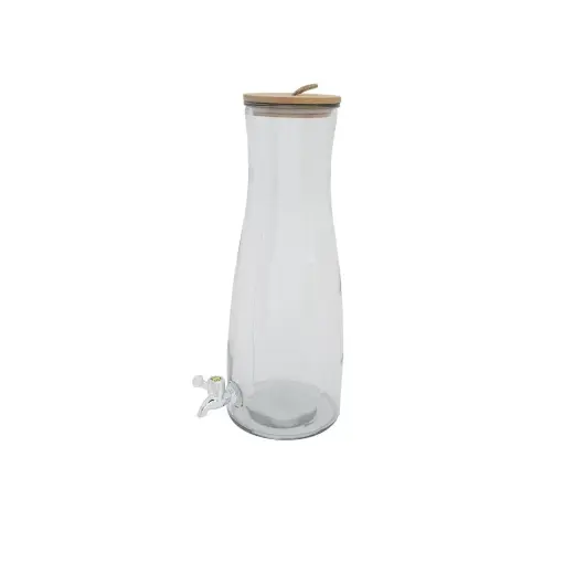 [42205] Juice- & saftdispenser med trælåg, Ø16x16x42cm, glas, (1 stk.)