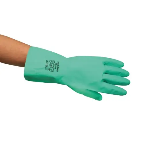 Kemikaliehandske, grøn, nitril, CAT III, Chem-Gard, flere str. (12-pak)