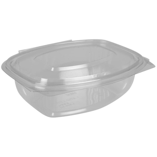 [11153] Salatbæger, 20x16,5x7cm, 1000 ml, klar, RPET, med hængslet låg, oval, (300 stk.)