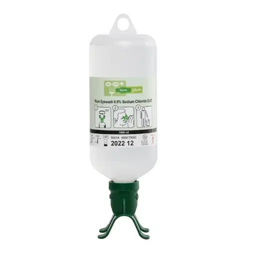 [43360] Plum øjenskyller duo, 1000 ml, 0,9% natriumklorid, Plum Safety, 4800, (1 stk.)