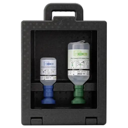 [43375] Øjenskyl iBox 2, 200 ml 4,9% / 500 ml 0,9%, med øjenkop, Plum Safety, 4921, (1 stk.)