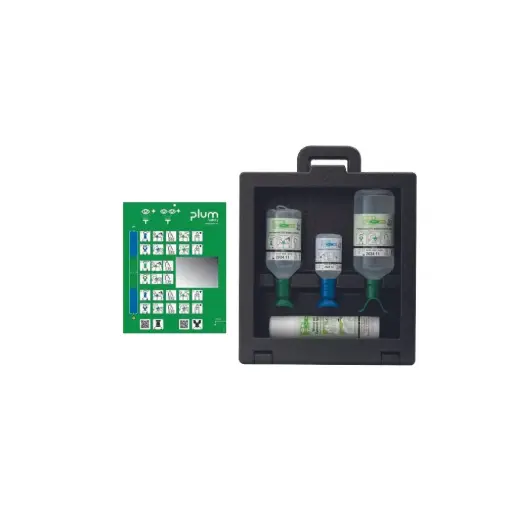 [43380] Øjenskyl iBox 3, 200 ml pH 4,9% / 500 ml 0,9% / 1000 ml 0,9% DUO / 250 ml spray 0,9%, Plum Safety, 4931, (1 stk.)