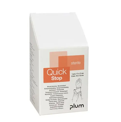 [43385] 3 stk kompressforbinding, QuickStop boks, Plum Safety, 5152, (1 stk.)