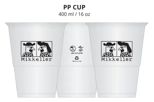 [43508] Mikkeller, Plastikkrus til fadøl, 400ml / 16 oz, klar, PP, (100.000 stk)