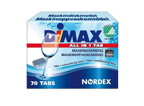 [10135] Opvasketabs, Dimax Maskindisk, Tabs, All-In-One, Svanemærket, (70 stk.)