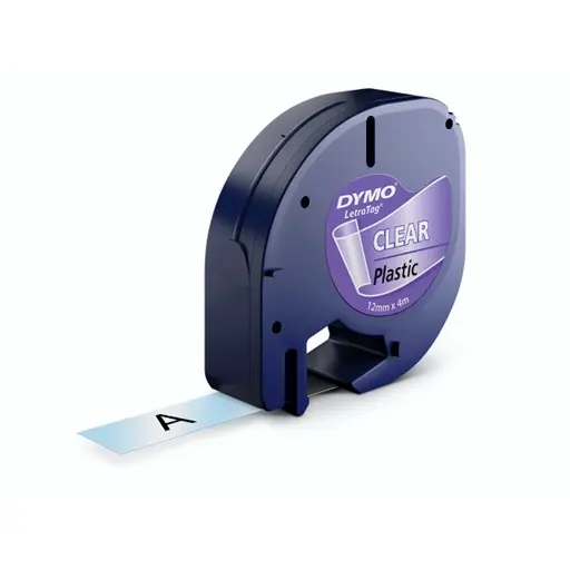 [43587] Labeltape, 12mmx4m, klar, plast, DYMO LetraTAG, S0721530, (1 stk.)