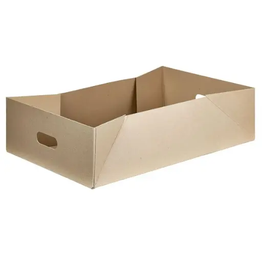 [43653] Papkasse, 57.5x37.5x16.9cm, med, Håndtag, Massiv, pap, bund, Brun, (25 stk.)