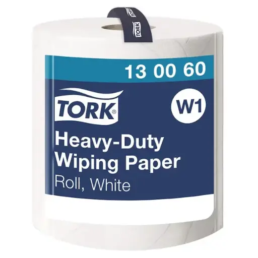 [43686] Aftørringsrulle, industri, W1, 2-lag, Ø37,5cm, B36,9cm xL340m, nyfiber, hvid, Tork 130060 ,(1 stk.)