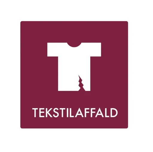 [43722] Piktogram til tekstilaffald, 10,5x10,5 cm, rød, (1 stk.)