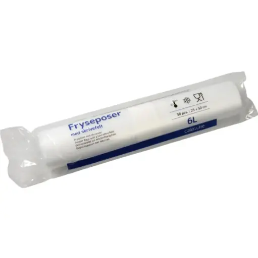[43750] Frysepose med skrivefelt, 6 l, klar, LDPE/LLDPE/virgin, 25x50cm, 34 my, , (48 rl á 30 stk - 1440 stk.)
