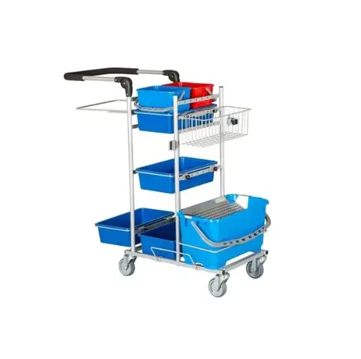 [43978] Rengøringsvogn, ERGO ERGO Drypsystem m/ 2 spande & 110 ltr. affaldsbeholder, Tina Trolleys, (1 stk.)