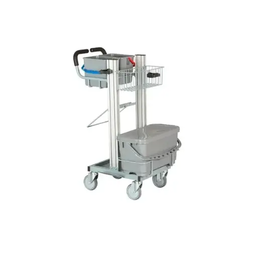 [43981] Lille rengøringsvogn m/ 2x6 ltr. & affaldsholder, Exclusive fugtsystem, Tina Trolleys, (1 stk.)