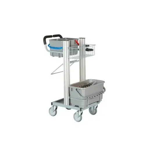 [43982] Lille rengøringsvogn m/ 2x6 ltr. & affaldsholder, Exclusive Drypsystem, Tina Trolleys, (1 stk.)