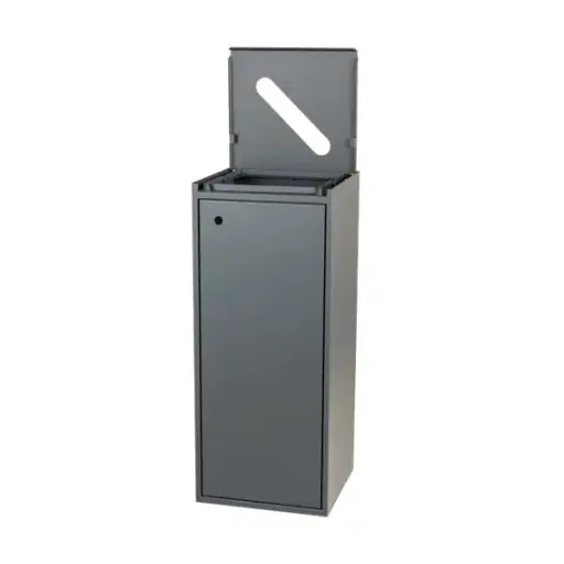[44002] Affaldsspand m/ softclose papir-låg, 100 ltr, grå, Tina Trolleys, (1 stk.)