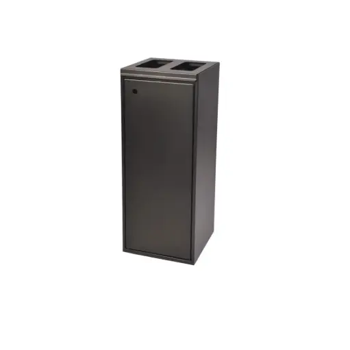 [44007] Affaldsspand m/ 2x60 ltr rum, åben indkast, sort, Tina Trolleys, (1 stk.)
