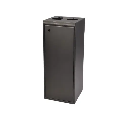 [44009] Affaldsspand t/ mad- & restaffald, m/ 2x60 ltr rum, åben indkast, udskæring, sort, Tina Trolleys, (1 stk.)