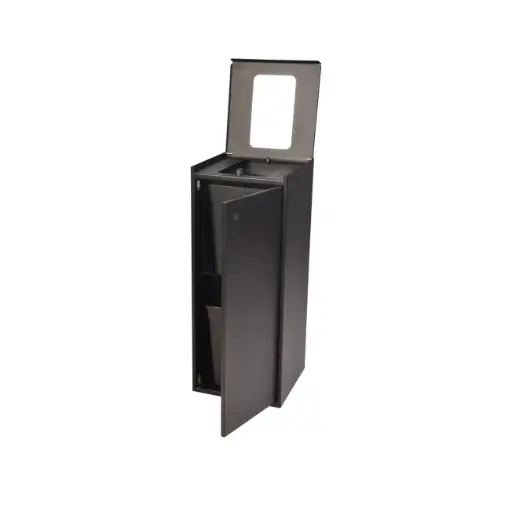 [44014] Affaldsspand m/ 2x20 ltr rum, åbent indkast i top og lukket front, sort, Tina Trolleys, (1 stk.)