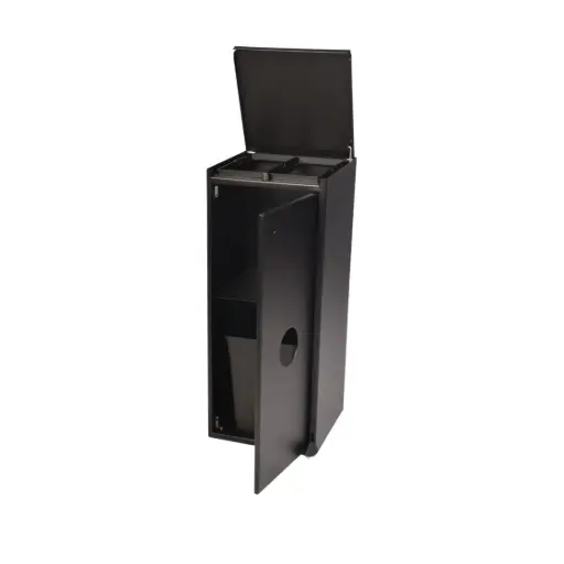 [44018] Affaldsspand m/ 2x40 ltr. & 20 ltr rum, lukket top og åbent front, m/ pedal, sort, Tina Trolleys, (1 stk.)