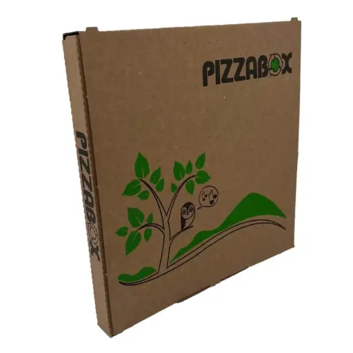 [44046] Pizzaæske, L29xH29xH3cm, brun, med tryk, (100 stk.)