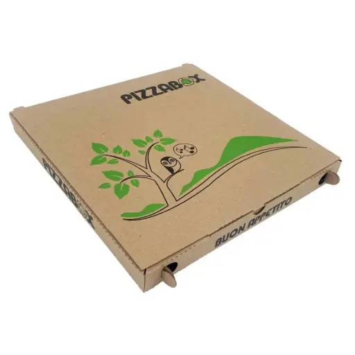 [44048] Pizzaæske, L24xH24xH3cm, brun, med tryk, (100 stk.)