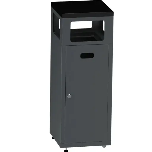 [44089] Caro affaldsspand med høj top, 90L, koksgrå m/ sort top, 103x38x38cm, (1 stk.)
