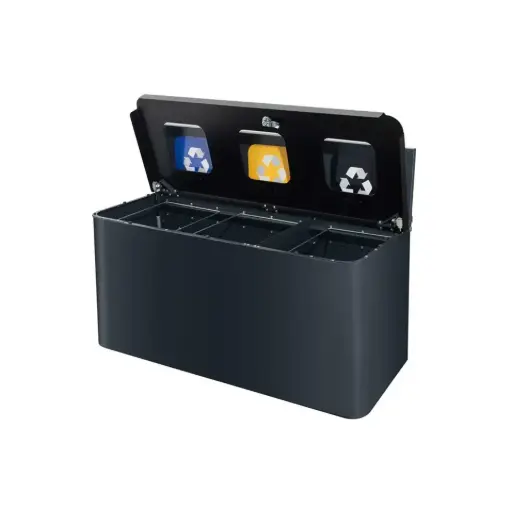 [44093] Væghængt affaldsssytem m/ 3x35L rum, Eco Star wall, 65x91,5x37,3cm, (1 stk.)