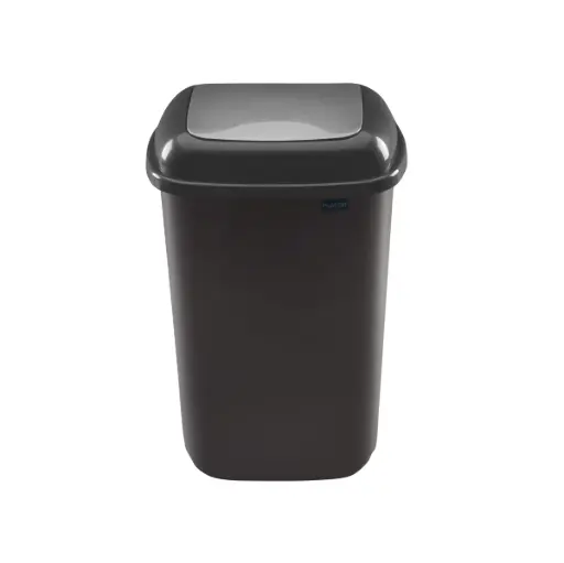 [44112] Affaldsspand m/vippelåg, 45 ltr, sort, genanvendt plast, (1 stk.)
