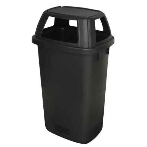 [44114] LUX affaldsspand m/ top, 90 ltr, 4-siders åben låg, sort, genanvendt plast, (1 stk.)