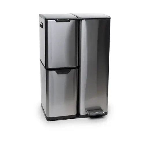 [44115] Affaldssystem m/ 3 rum (13, 17 & 30 ltr), softclose, fingertryk afvisende, Baltic, (1 stk.)