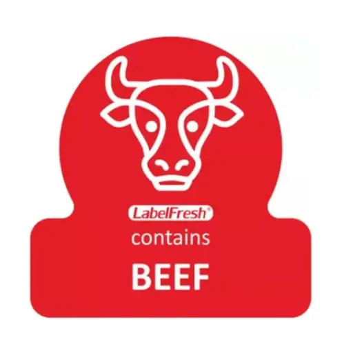 [44360] HACCP labels - allergenmærkning, okse, 3x3 cm, LabelFresh, (pk á 500 stk.)