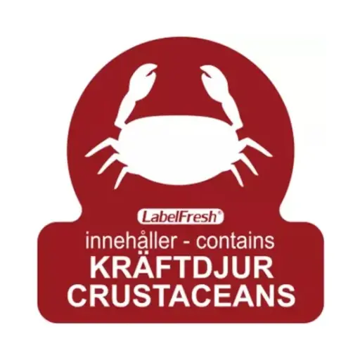 [44363] HACCP labels - allergenmærkning, skaldyr, 3x3 cm, LabelFresh, (pk á 500 stk.)
