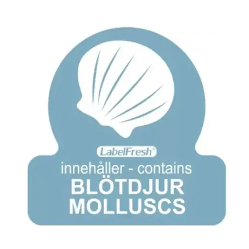 [44374] HACCP labels - allergenmærkning, bløddyr, 3x3 cm, LabelFresh, (pk á 500 stk.)