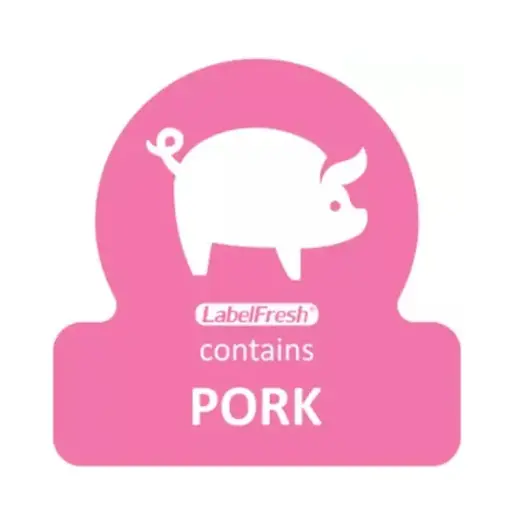 [44378] HACCP labels - allergenmærkning, svinekød, 3x3 cm, LabelFresh, (pk á 500 stk.)