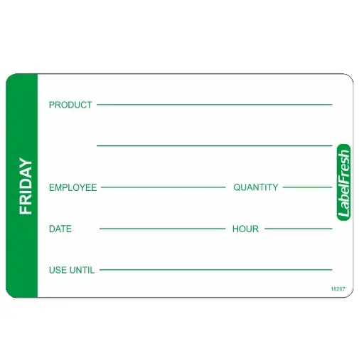 [44398] HACCP labels - ugedag - fredag, 7x4,5cm, LabelFresh Pro, (pk á 1000 stk.)