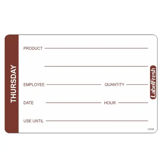 [44402] HACCP labels - ugedag - torsdag, 7x4,5cm, LabelFresh Pro, (pk á 1000 stk.)