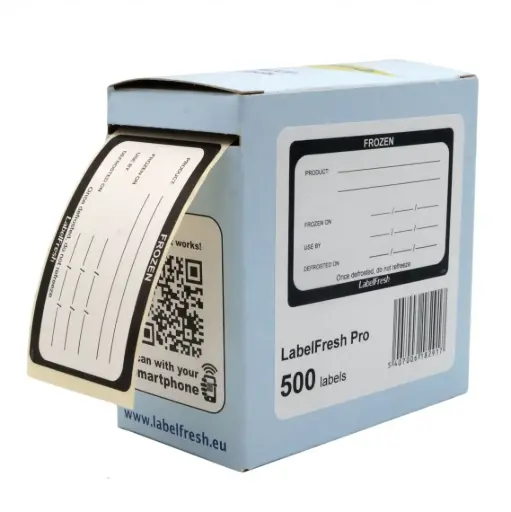 [44406] HACCP labels - frosne fødevarer, 7x4,5cm, LabelFresh Warning, (pk á 500 stk.)