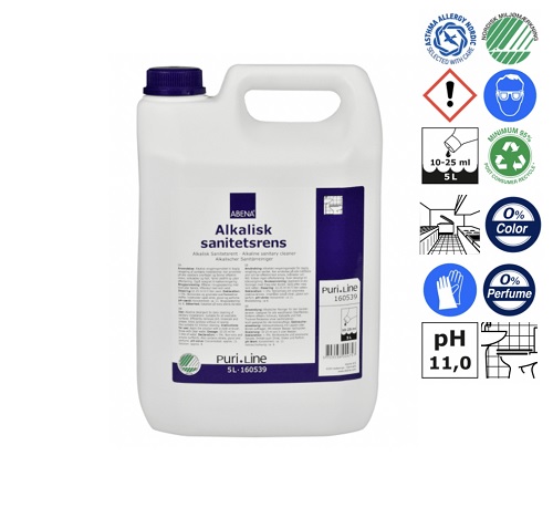 [10114] Sanitetsrengøring, 5 l, alkalisk/affedtende, uden farve og parfume, (1 stk.)