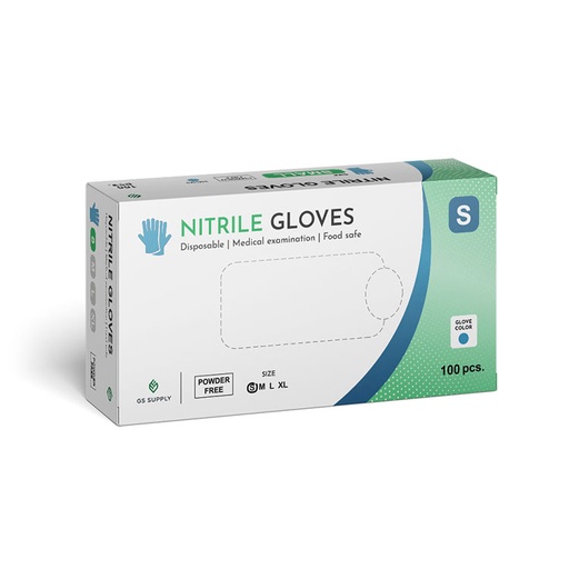 [11381] Nitrilhandsker, GS-Basic, Classic, Blå, S, Pudderfri, CAT III, (100 stk.)