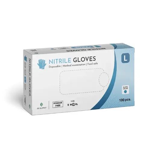 [11383] Nitrilhandsker, Blå, Large, GS-Basic, Classic, Pudderfri, CAT III, (100 stk.)