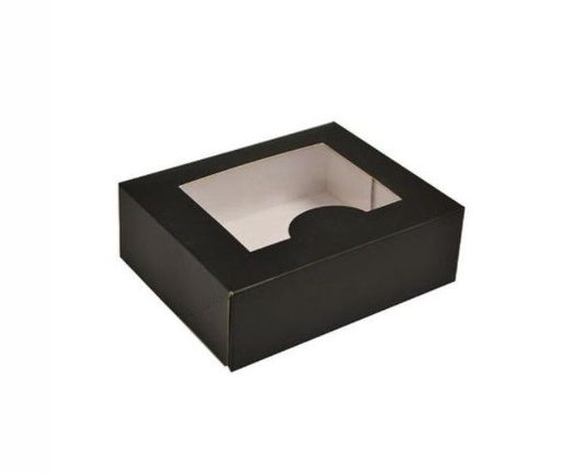 [11417] Kageæske med rude, mat sort, 145x125x50 mm, (200 stk.)