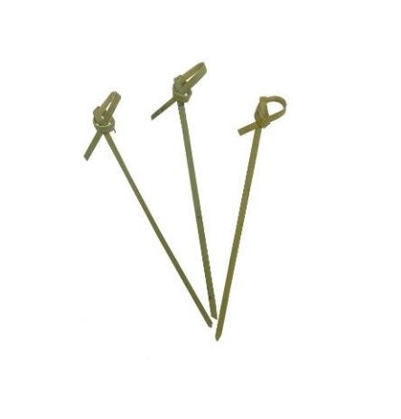 [11419] Grillspyd med sløjfe, 10 cm, bambus, brun, (100 stk.)
