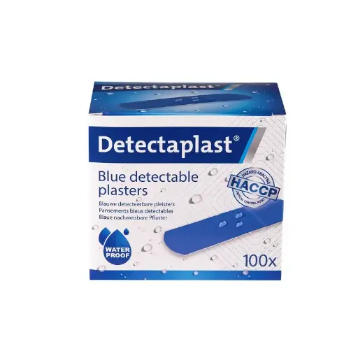 [45580] Detekterbare plastre, vandtætte, 25x72mm, blå, Detectaplast, (pk á 100 stk.)