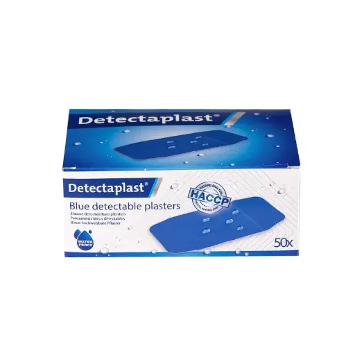 [45584] Detekterbare plastre, vandtætte, 50x100mm, blå, Detectaplast, (pk á 50 stk.)