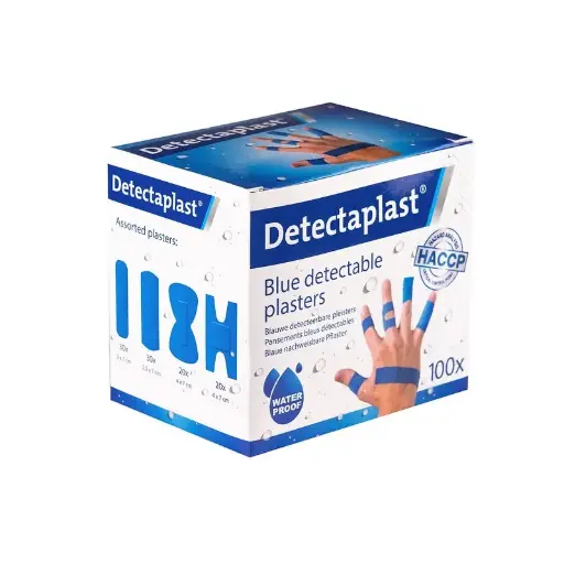[45585] Detekterbare plastre, vandtætte, universal blandet pakke, Detectaplast, (pk á 100 stk.)