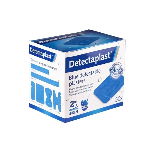 [45598] Detekterbare plastre - "2nd skin", 51x72mm, blå, Detectaplast, (pk á 50 stk.)