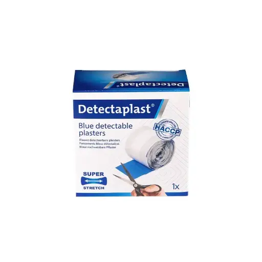 [45617] Detekterbar plasterrulle m/ super stretch, 6cm x 5m, blå, Detectaplast, (1 stk.)
